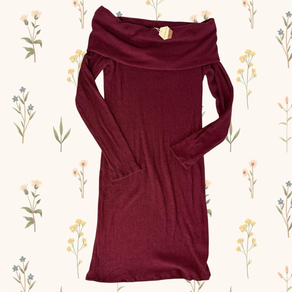NWT PinkBlush Burgundy Off-The-Shoulder Holiday Dress XL